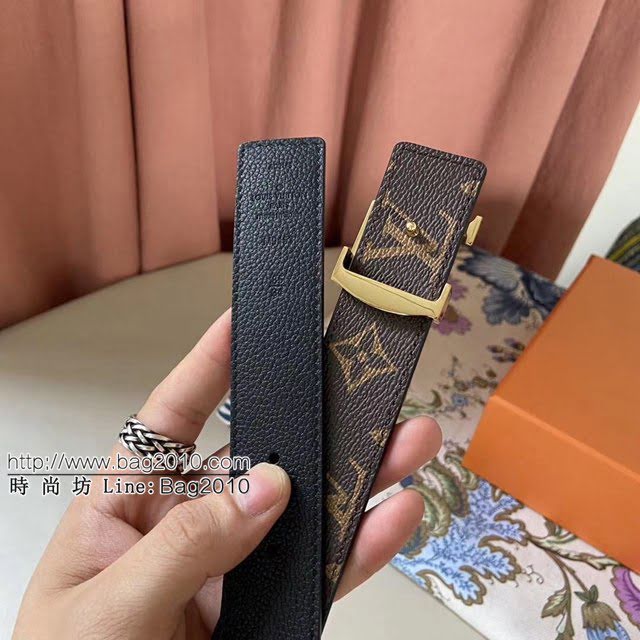 LV新款女士皮帶 路易威登Initiales雙面小牛皮腰帶  jjp1230